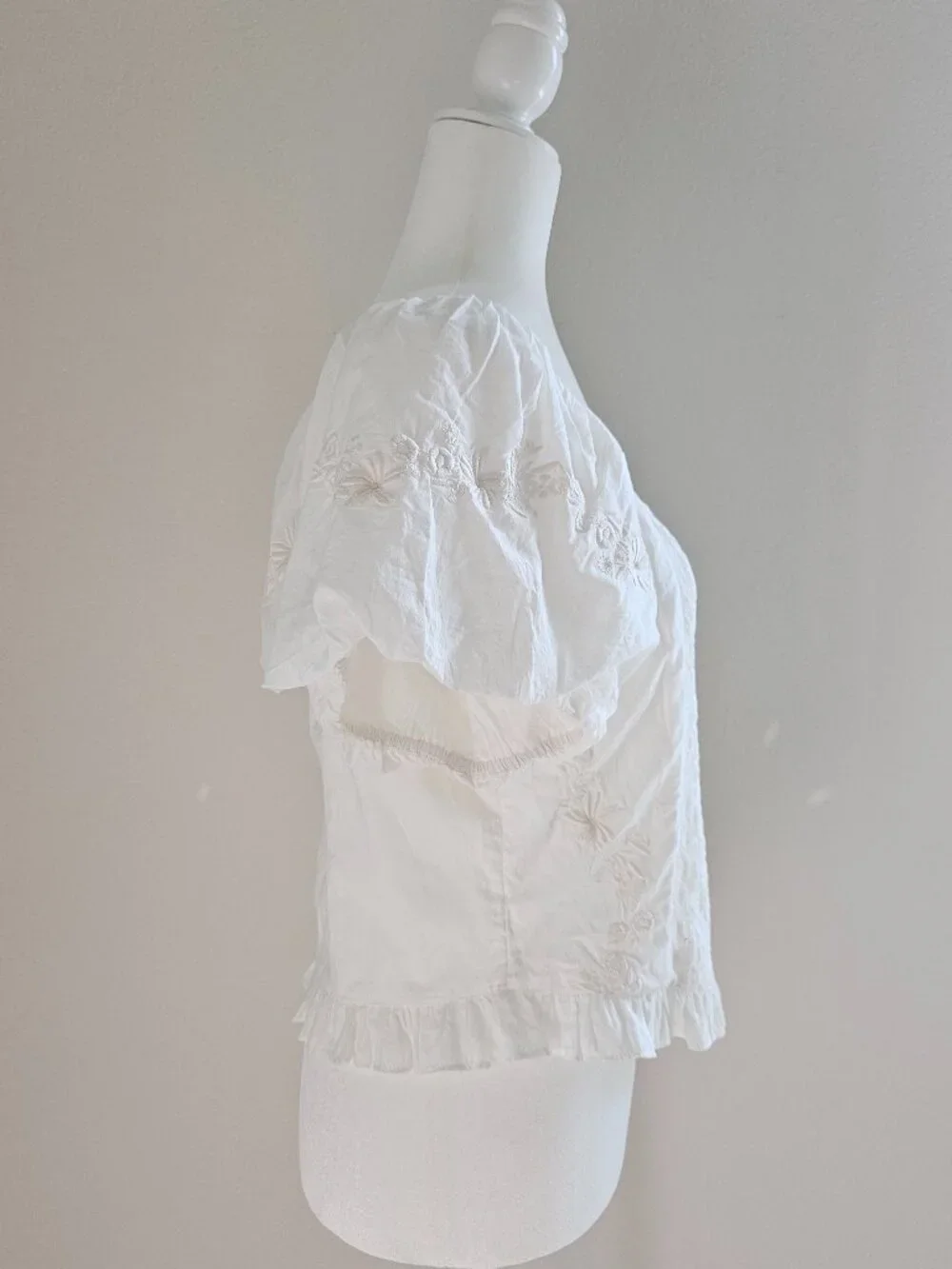 LoveShackFancy Breonna Top White Embroidered Puff Sleeve Blouse NWT Size 10